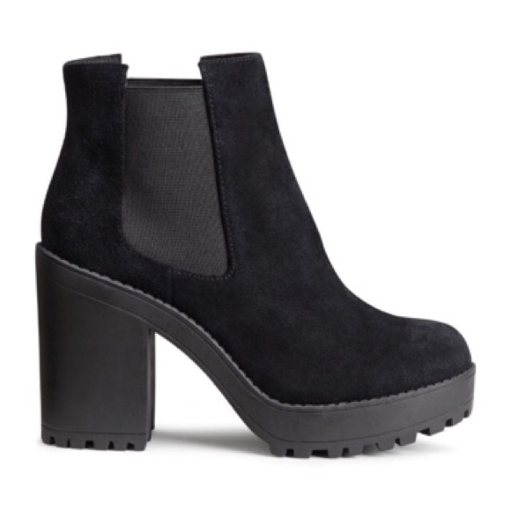 H&M black suede platform boots. Brand new.